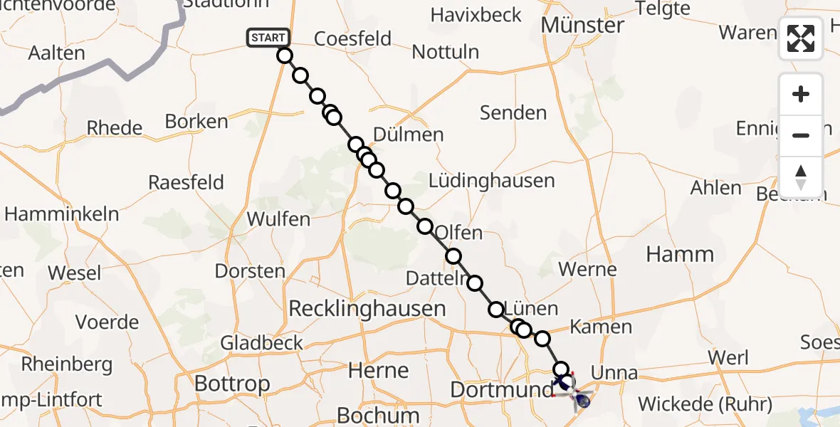 Flugroute Polizeihubschrauber Gescher - Dortmund Airport, 06 März 2026, 13:47