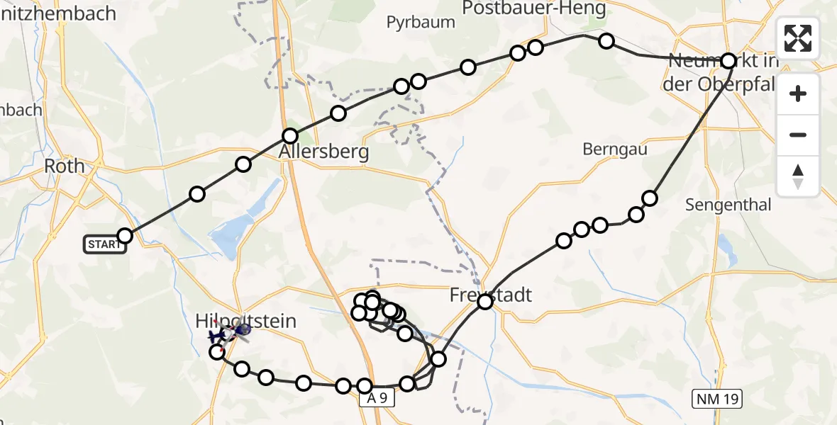Flugroute Polizeihubschrauber Roth - Marquardsholz, 06 März 2026, 14:52