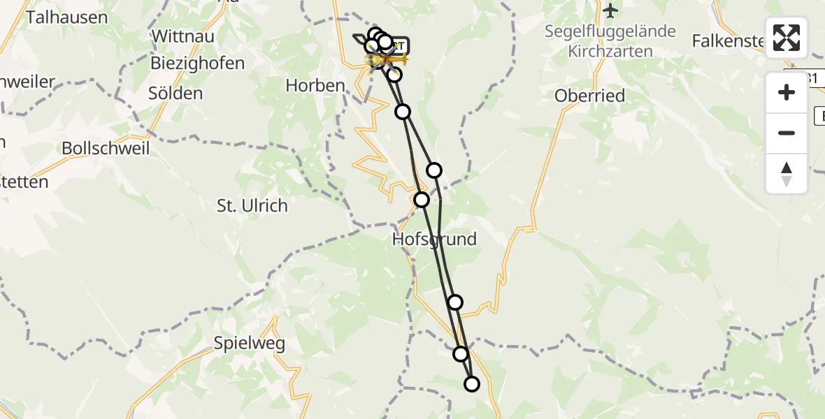 Flugroute Rettungshubschrauber Freiburg im Breisgau - Freiburg im Breisgau, 06 März 2026, 15:07
