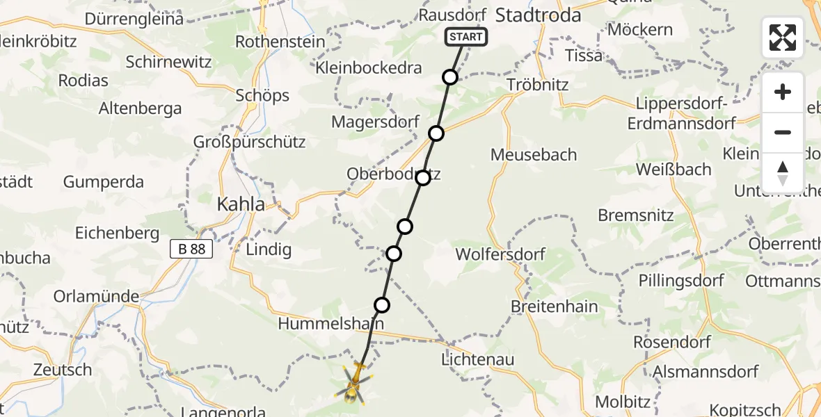 Flugroute Rettungshubschrauber Rausdorf - Langendembach, 06 März 2026, 15:11