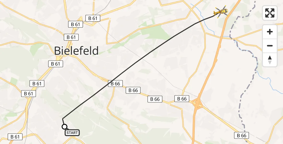 Routekaart van de vlucht: Rettungshubschrauber nach Bielefeld, Brönninghauser Straße