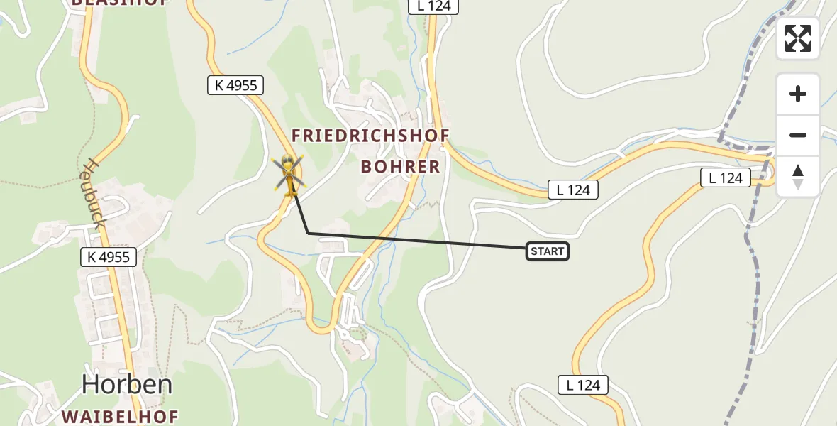 Flugroute Rettungshubschrauber Horben - Horben, 06 März 2026, 15:22