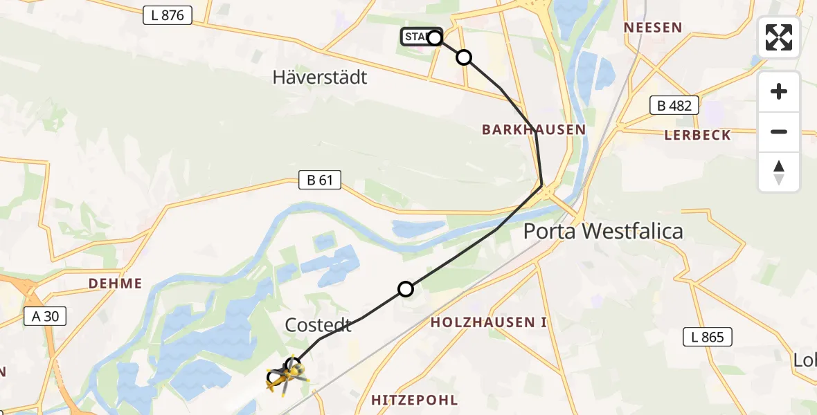 Flugroute Ambulanzhubschrauber Häverstädt - Porta Westfalica Airfield, 06 März 2026, 15:26