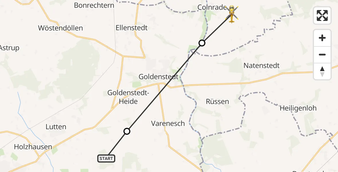 Flugroute Rettungshubschrauber Goldenstedt - Beckstedt, 06 März 2026, 15:26