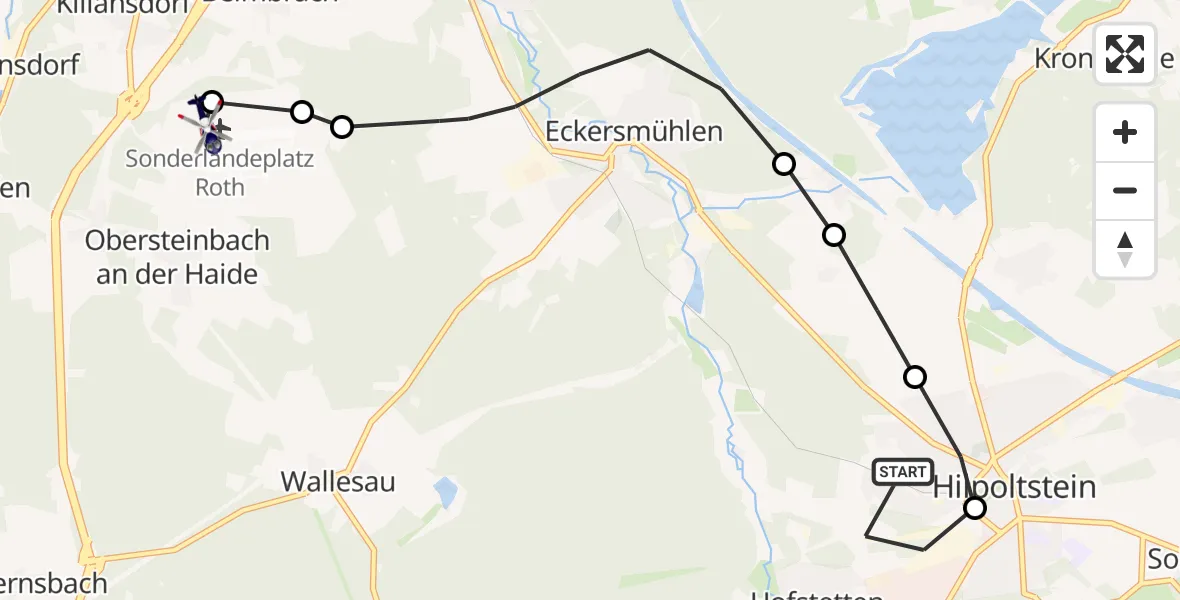 Flugroute Polizeihubschrauber Hofstetten - Kiliansdorf, 06 März 2026, 16:12