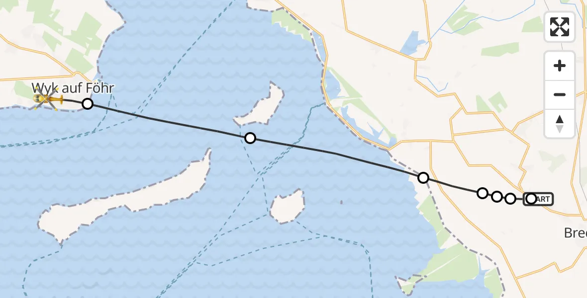 Routekaart van de vlucht: Rettungshubschrauber nach Wyk auf Föhr, Fehrstieg