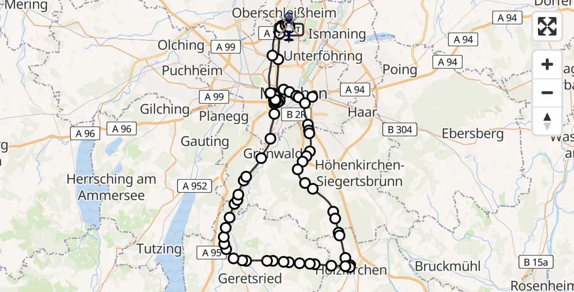 Flugroute Polizeihubschrauber Oberschleißheim - Oberschleißheim, 06 März 2026, 18:58