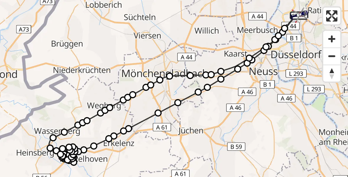 Flugroute Polizeihubschrauber Düsseldorf Airport - Düsseldorf Airport, 06 März 2026, 20:39