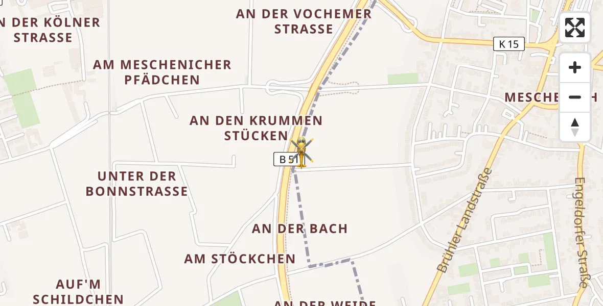 Flugroute Rettungshubschrauber Hürth - Hürth, 07 März 2026, 06:36