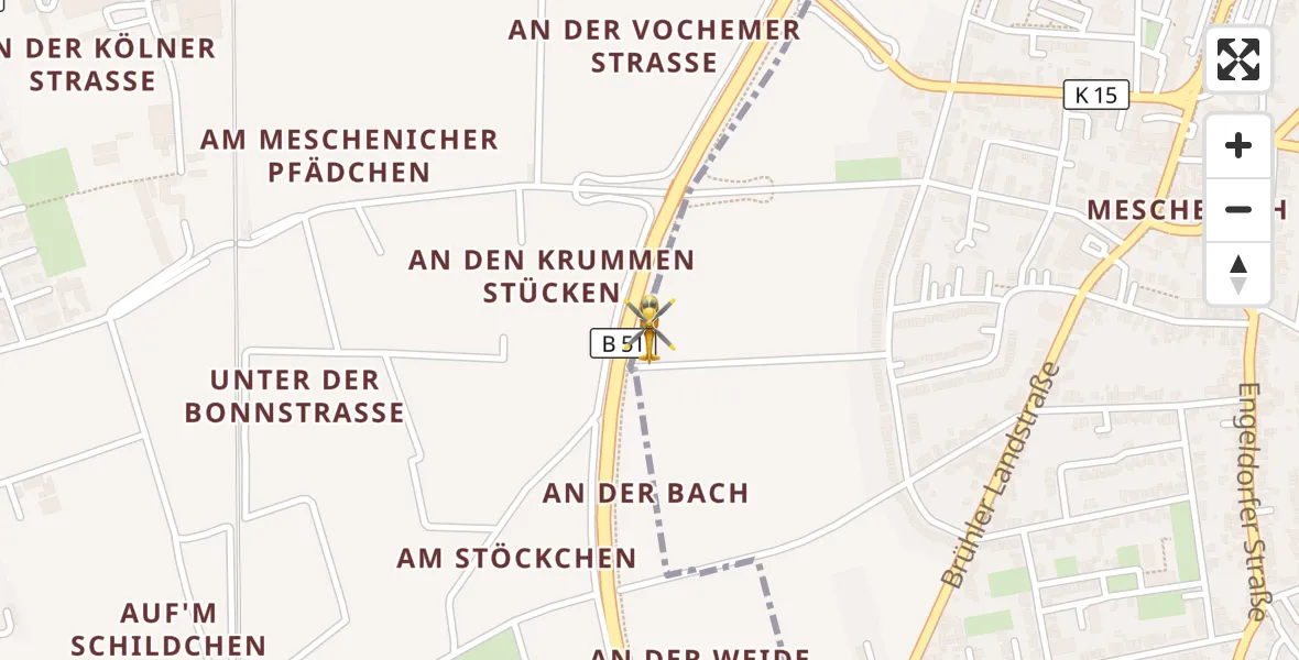 Flugroute Rettungshubschrauber Hürth - Hürth, 07 März 2026, 06:36