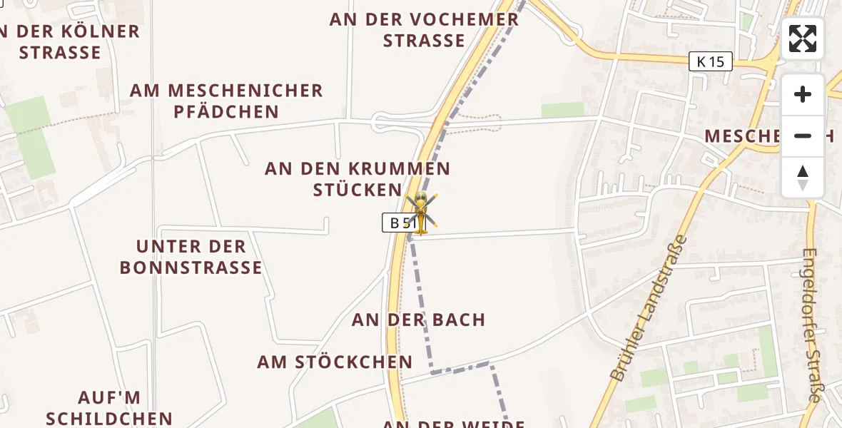 Flugroute Rettungshubschrauber Hürth - Hürth, 07 März 2026, 06:36