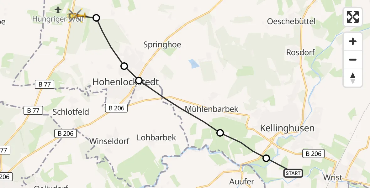 Flugroute Rettungshubschrauber Wrist - Ridders, 07 März 2026, 07:52