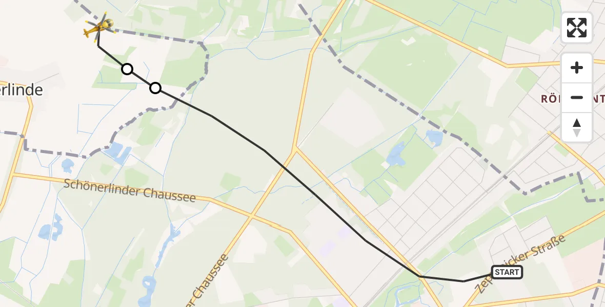 Flugroute Rettungshubschrauber Berlin - Schönerlinde, 07 März 2026, 08:44