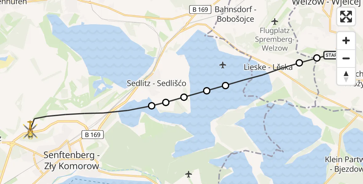 Routekaart van de vlucht: Rettungshubschrauber nach Senftenberg, K 6612