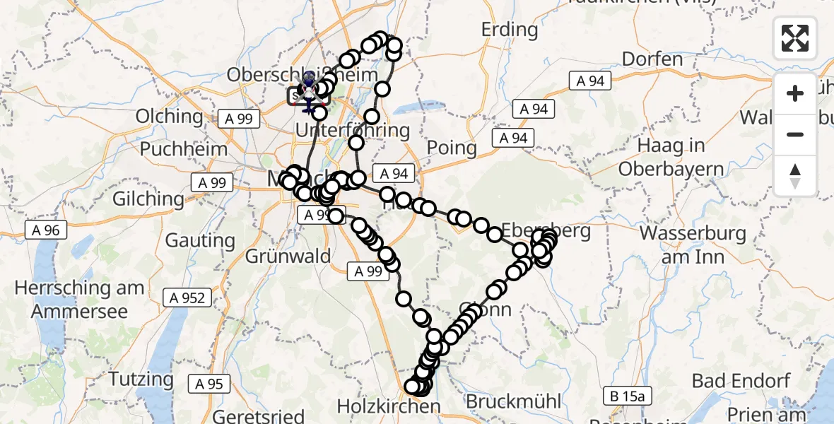 Flugroute Polizeihubschrauber Oberschleißheim - Oberschleißheim, 07 März 2026, 10:57