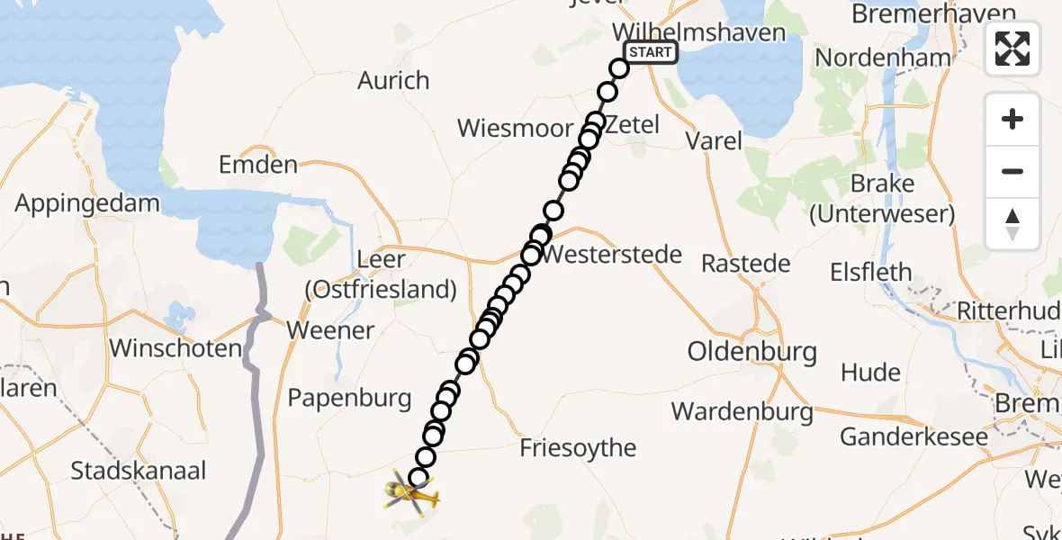 Routekaart van de vlucht: Rettungshubschrauber nach Börgerwald, Kreuzallee
