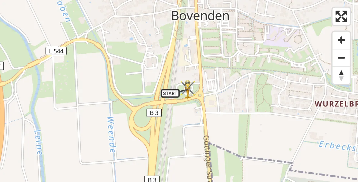 Flugroute Rettungshubschrauber Bovenden - Bovenden, 07 März 2026, 11:53
