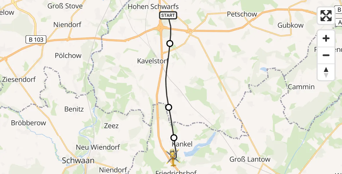 Routekaart van de vlucht: Ambulanzhubschrauber nach Sabel, Sabeler Straße