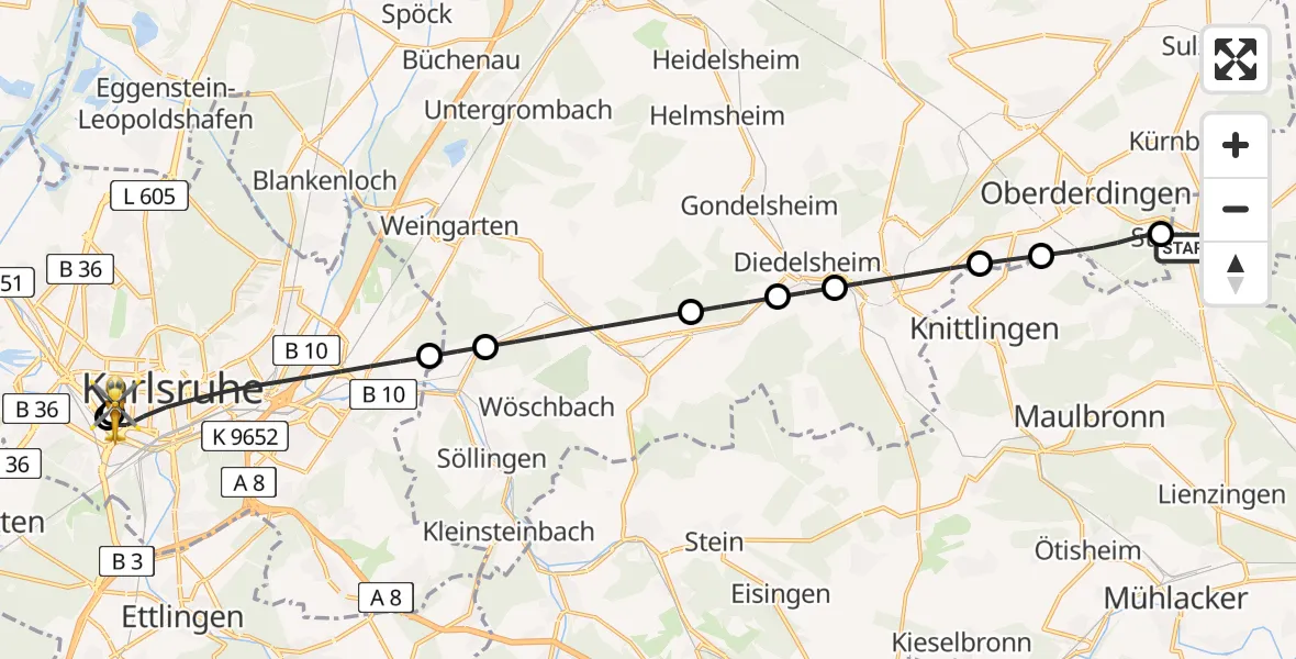 Routekaart van de vlucht: Rettungshubschrauber nach Sankt Vincentius Hospital