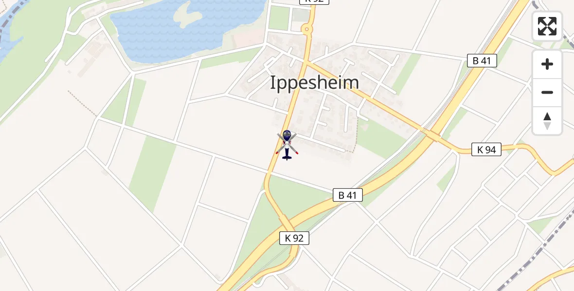 Routekaart van de vlucht: Polizeihubschrauber nach Ippesheim, Laurentiusstraße