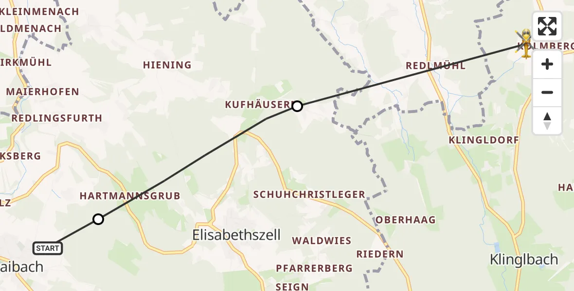 Flugroute Rettungshubschrauber Siegenfurt - Sankt Englmar, 07 März 2026, 12:45