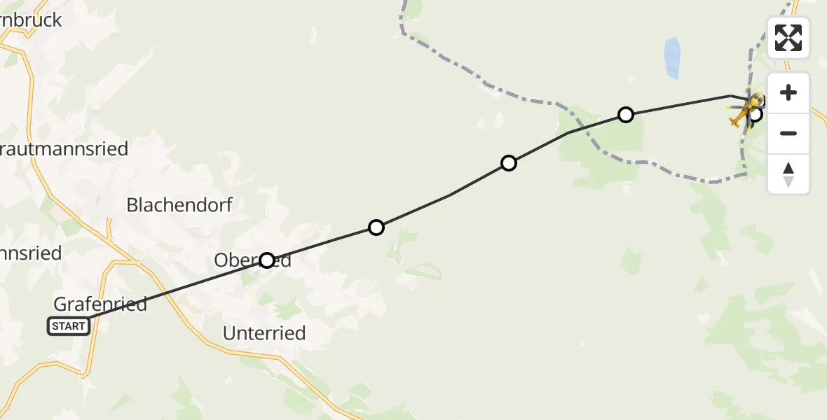 Flugroute Rettungshubschrauber Grafenried - Lohberg, 07 März 2026, 12:54
