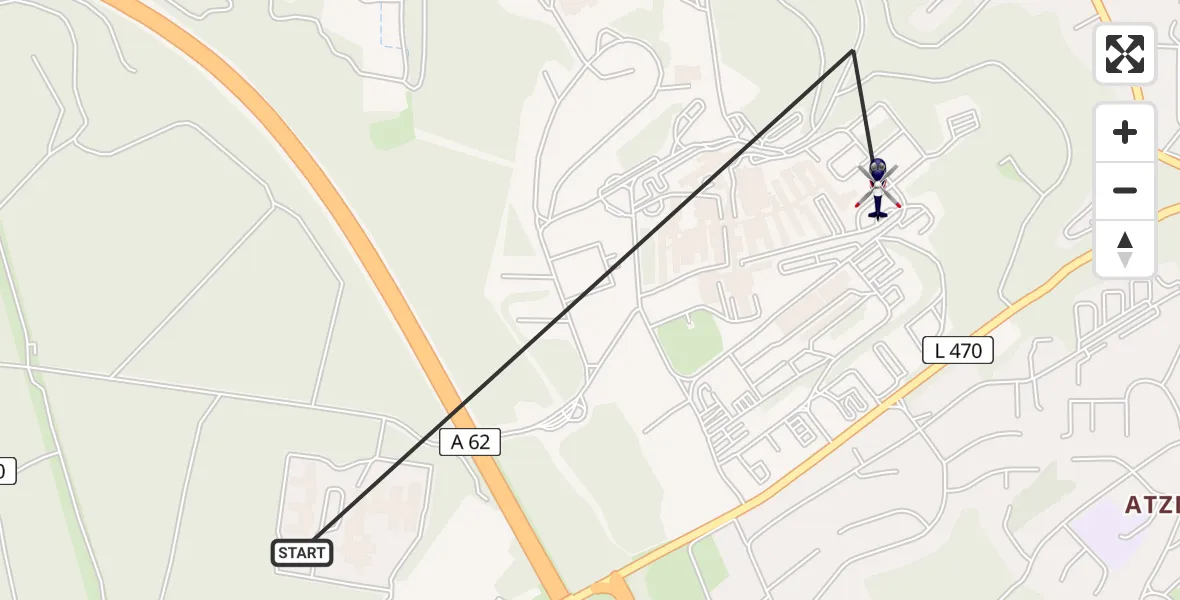 Flugroute Polizeihubschrauber Landstuhl - Landstuhl Regional Medical Center Heliport, 07 März 2026, 12:55