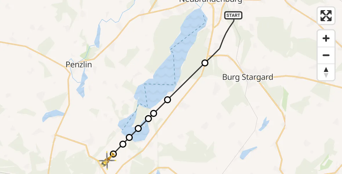Flugroute Rettungshubschrauber Neubrandenburg - Blumenholz, 07 März 2026, 12:56