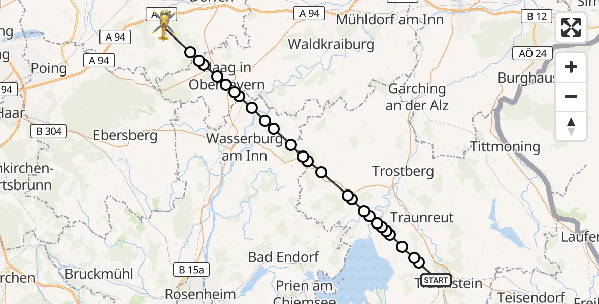 Routekaart van de vlucht: Rettungshubschrauber nach Isen