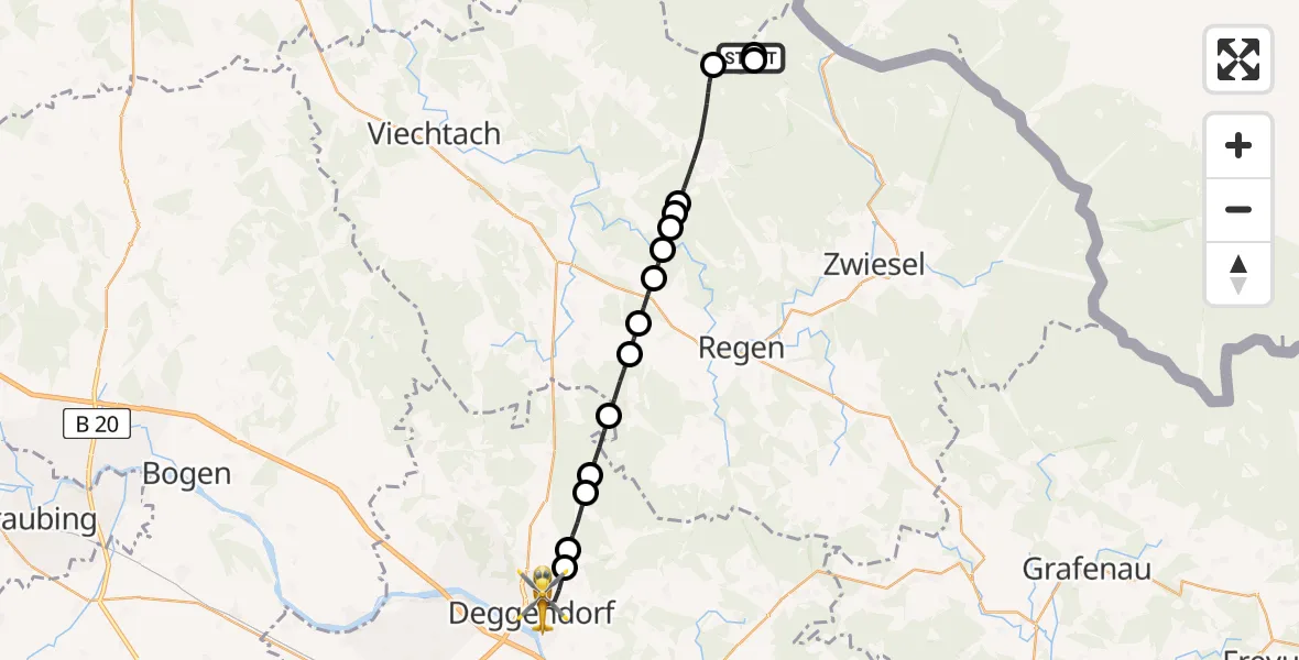 Flugroute Rettungshubschrauber Lohberg - Kleinfilling, 07 März 2026, 13:37