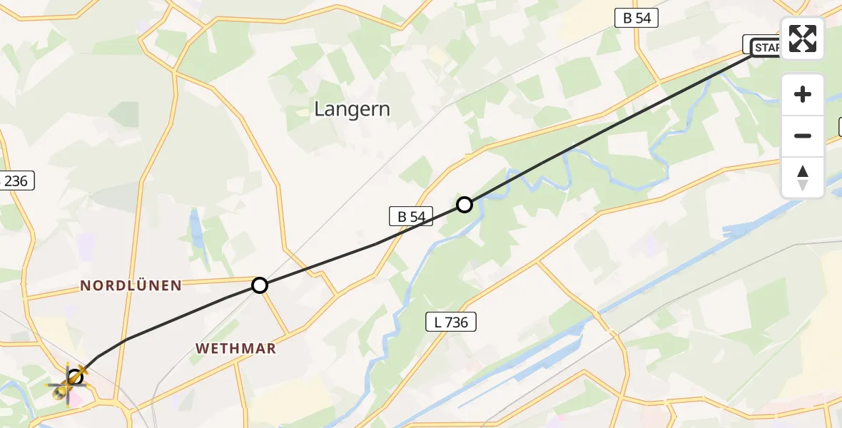 Routekaart van de vlucht: Rettungshubschrauber nach Sankt Marien Hospital
