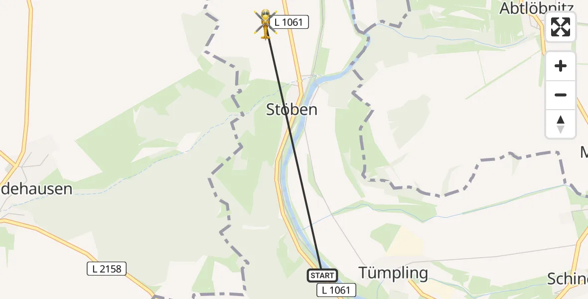 Flugroute Rettungshubschrauber Tümpling - Stöben, 07 März 2026, 14:47