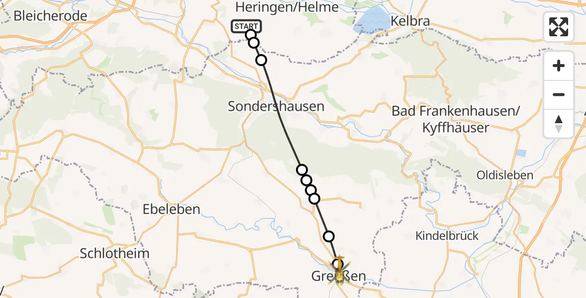 Flugroute Rettungshubschrauber Uthleben - Greußen, 07 März 2026, 15:03