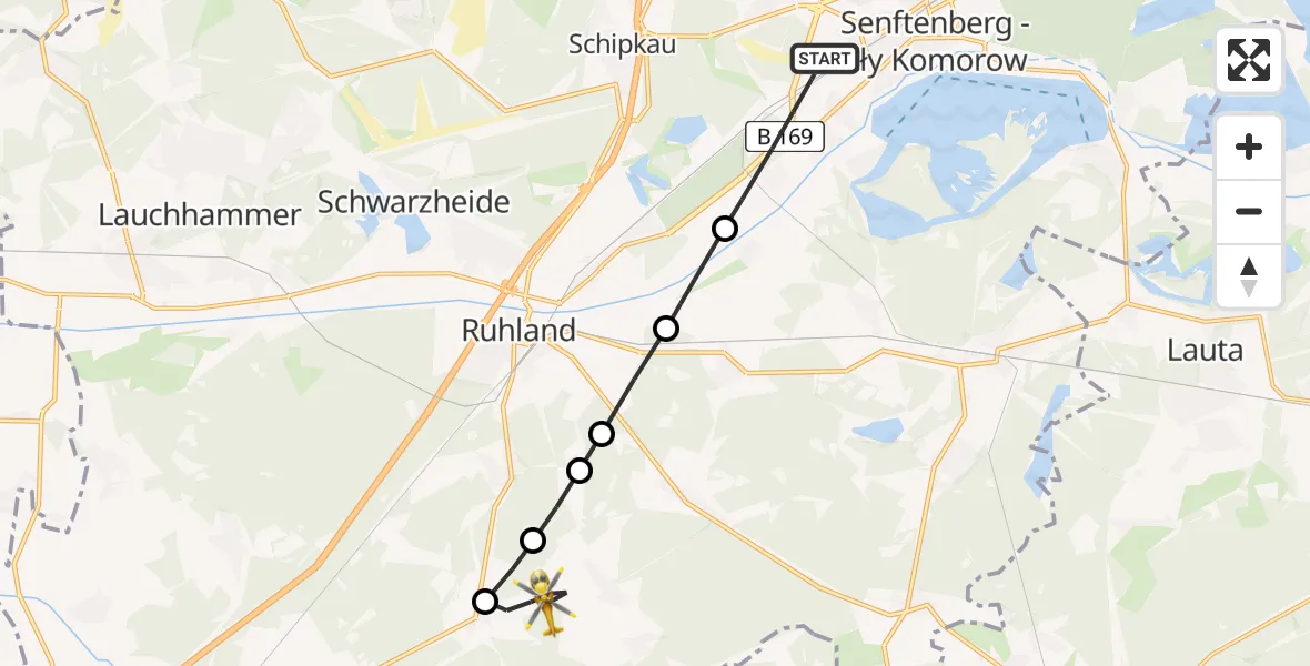 Flugroute Rettungshubschrauber Senftenberg - Hermsdorf, 07 März 2026, 15:15