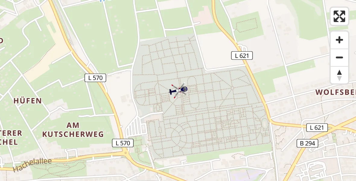 Routekaart van de vlucht: Polizeihubschrauber nach Pforzheim, Kastanienenallee