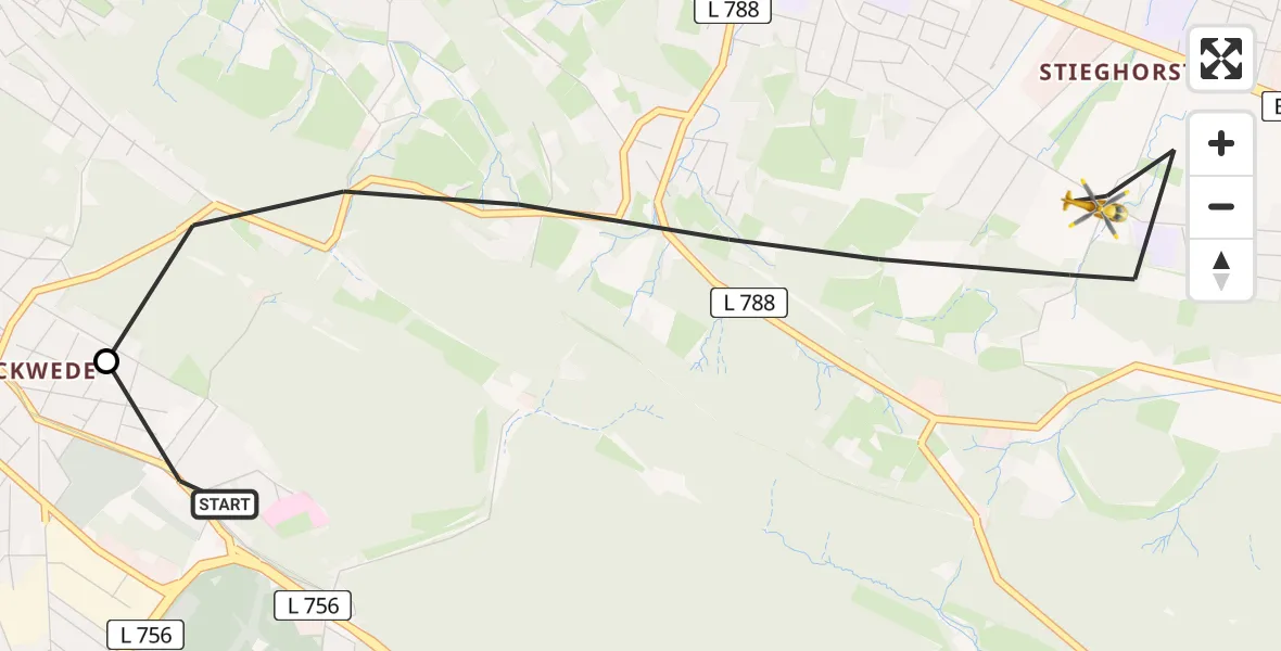 Flugroute Rettungshubschrauber Luftrettungszentrum Bielefeld - Bielefeld, 07 März 2026, 15:36