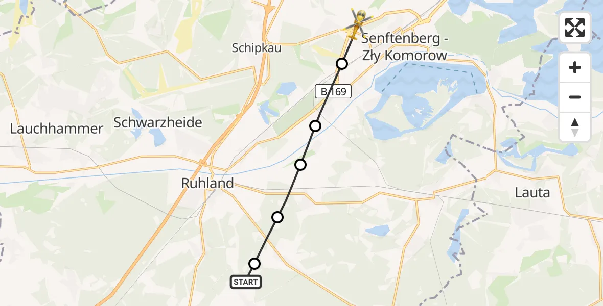 Flugroute Rettungshubschrauber Hermsdorf - Senftenberg, 07 März 2026, 15:42