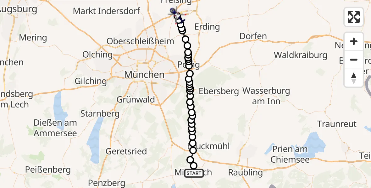 Routekaart van de vlucht: Polizeihubschrauber nach Munich Airport