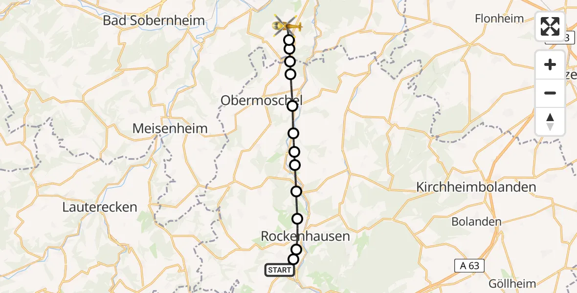 Flugroute Rettungshubschrauber Imsweiler UL - Feilbingert, 07 März 2026, 16:09
