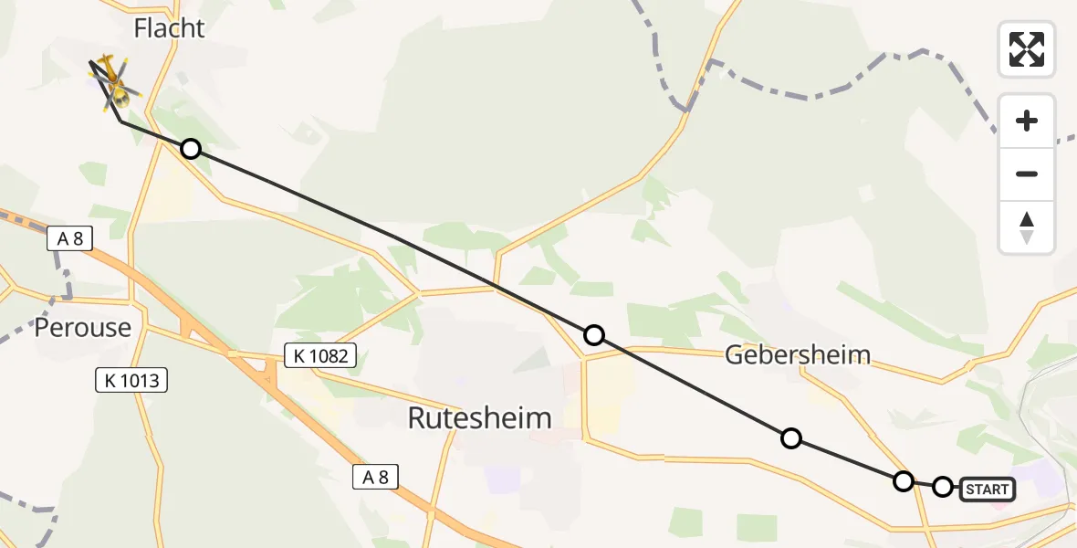 Flugroute Rettungshubschrauber Leonberg Hospital - Flacht, 07 März 2026, 16:33