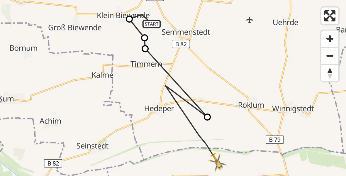 Flugroute Rettungshubschrauber Remlingen - Veltheim, 07 März 2026, 16:43