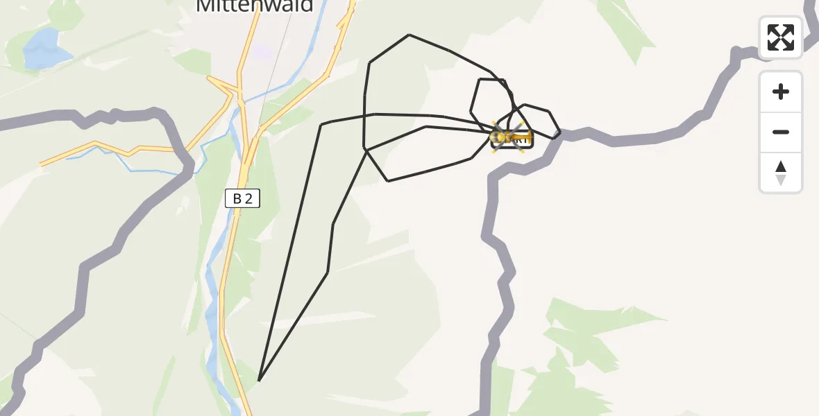 Flugroute Rettungshubschrauber Mittenwald - Mittenwald, 07 März 2026, 16:44