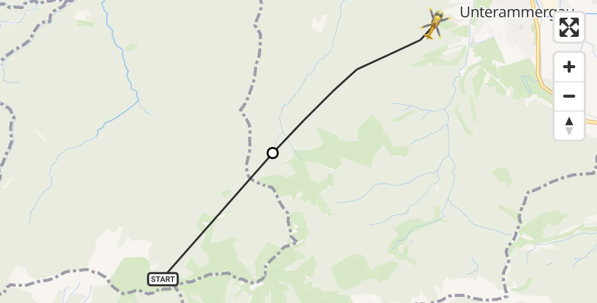 Flugroute Rettungshubschrauber Saulgrub - Unterammergau, 07 März 2026, 17:13