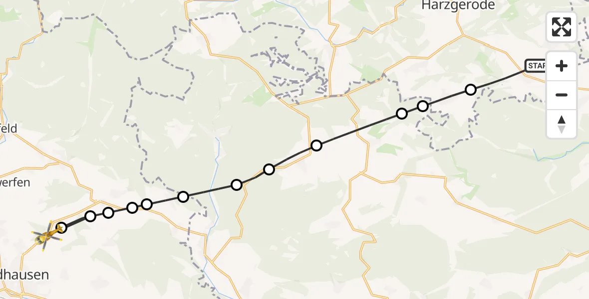 Flugroute Rettungshubschrauber Königerode - Petersdorf, 07 März 2026, 17:27
