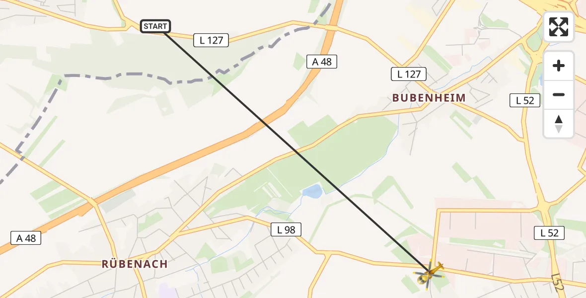 Flugroute Rettungshubschrauber Mülheim-Kärlich - Koblenz, 07 März 2026, 18:10