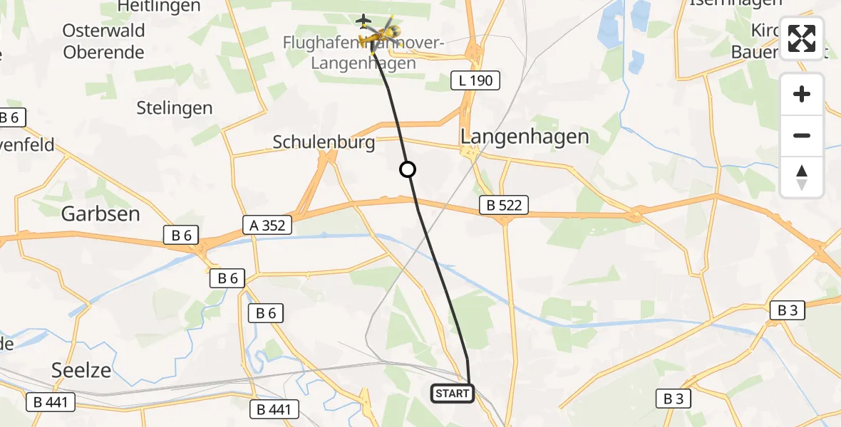 Flugroute Ambulanzhubschrauber Nord - Hannover Airport, 07 März 2026, 18:16