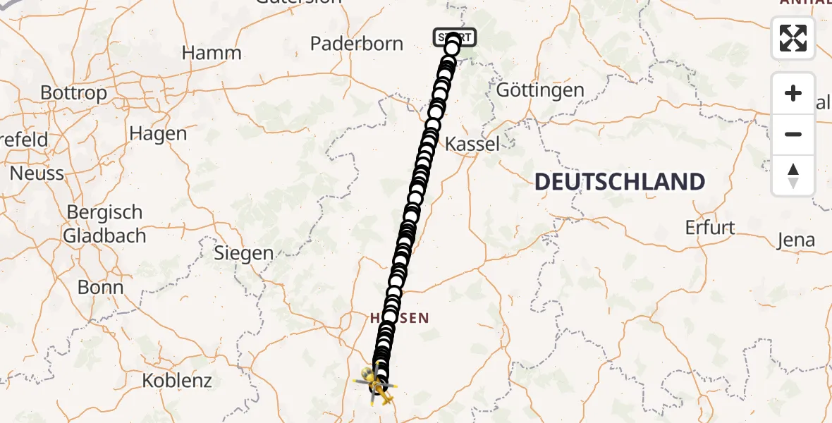 Routekaart van de vlucht: Ambulanzhubschrauber nach Nieder-/Ober-Florstadt, B 275