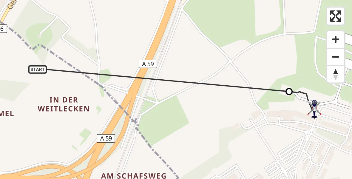 Flugroute Polizeihubschrauber Meindorf - Sankt Augustin, 08 März 2026, 00:41