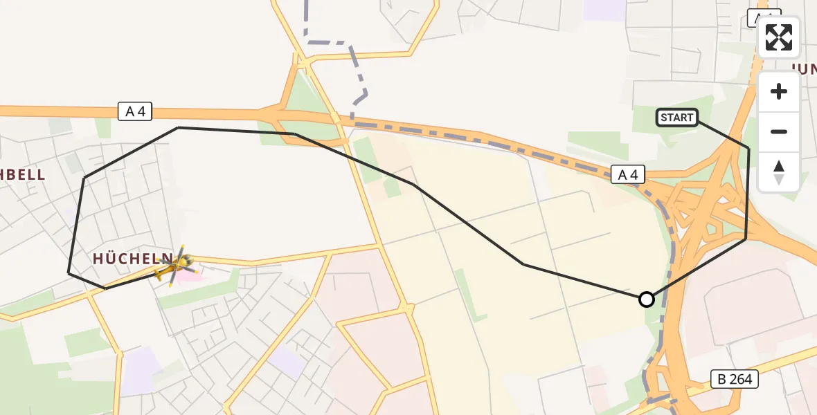 Flugroute Rettungshubschrauber Lindenthal - Frechen, 08 März 2026, 09:05