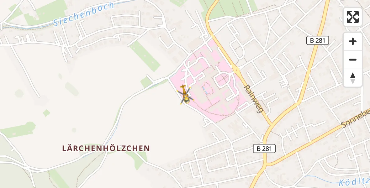 Flugroute Rettungshubschrauber Thuringia Hospital Saalfeld - Thuringia Hospital Saalfeld, 08 März 2026, 09:40